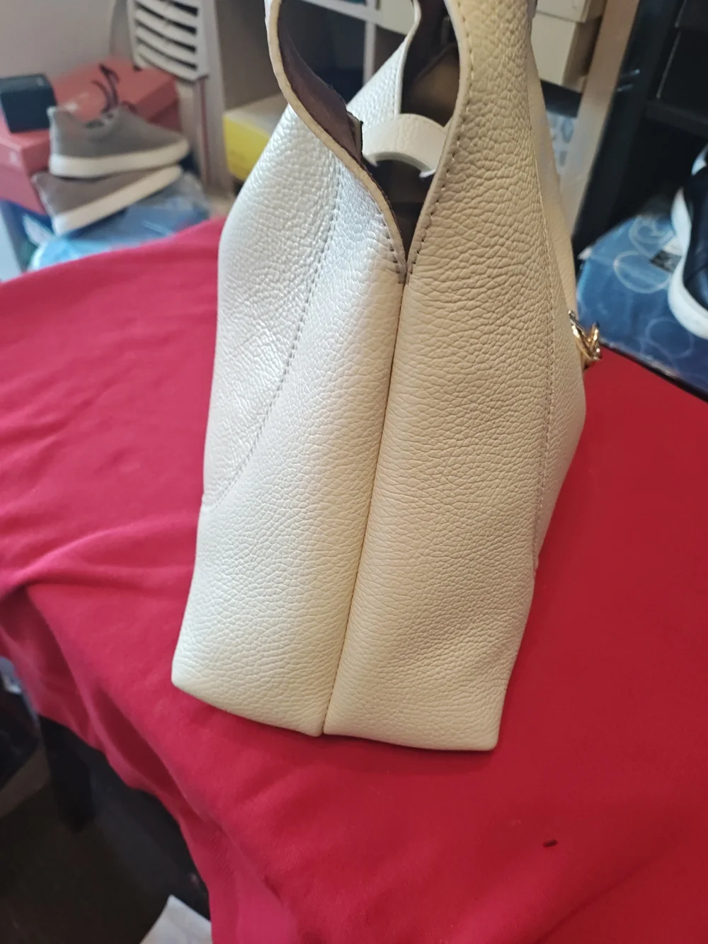 Martina Galanti Cream Leather Shoulder Tote